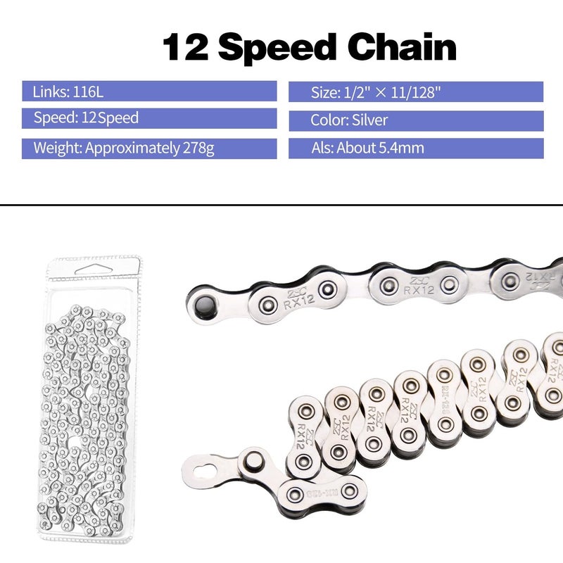 FGBNM 12 Speed Bike Chain, Bike Chain for Road Mountain Racing Cycling - Image 2
